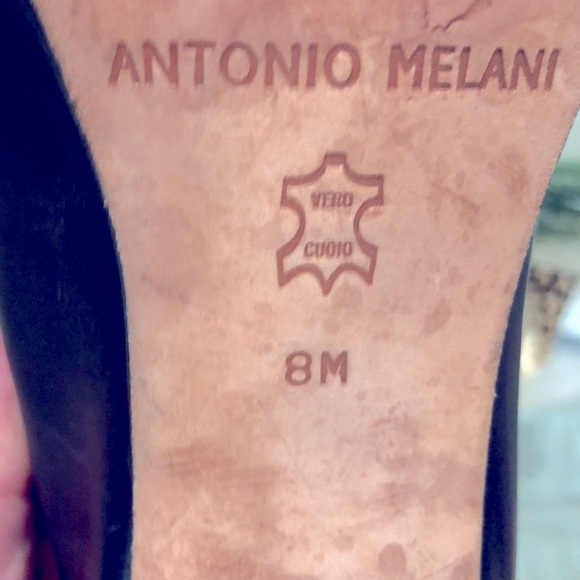 SZ 8 ANTONIO MELANI BLACK HEEL MULES - Picture 5 of 5